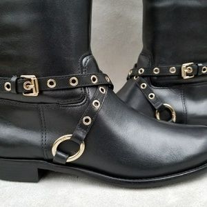 Blk Knee-High Leather Boots Diane von Furstenburg